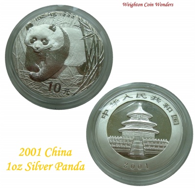 2001 1oz Silver PANDA - UNC